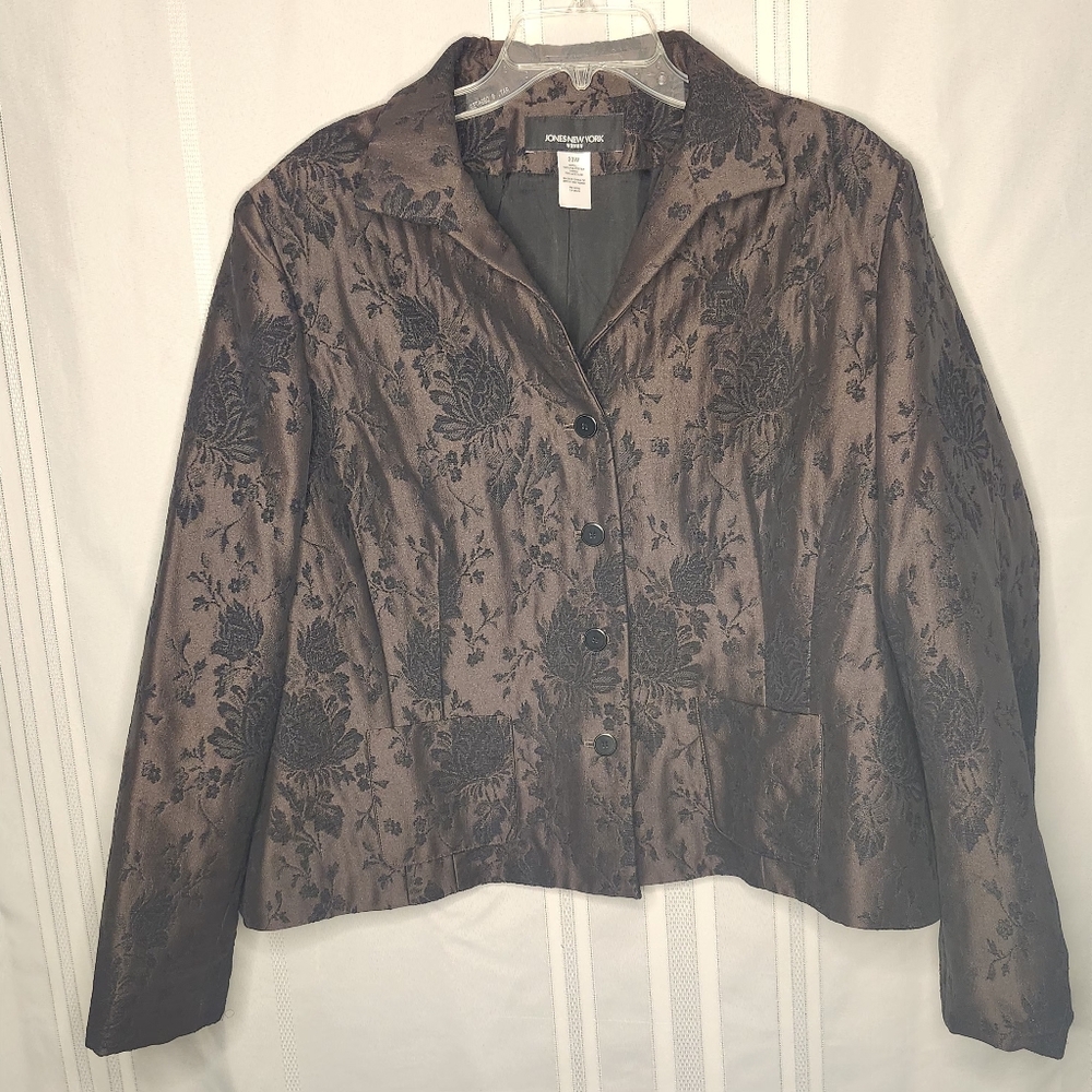 Jones New York Brown Floral Blazer